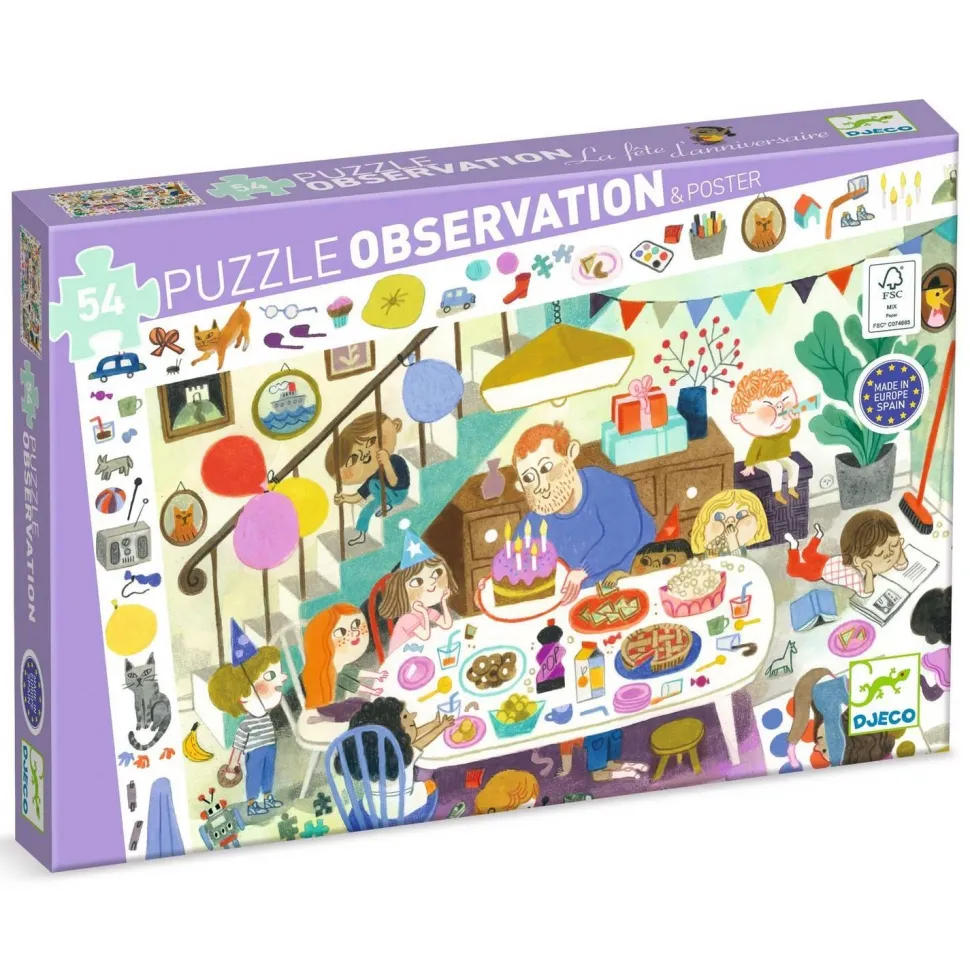 Puzzle observation 54 pièces - La fête d'anniversaire - Djeco