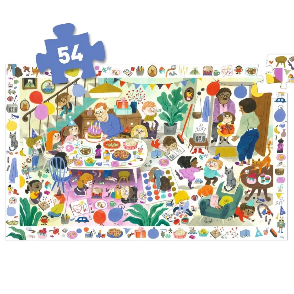 Puzzle observation 54 pièces - La fête d'anniversaire - Djeco