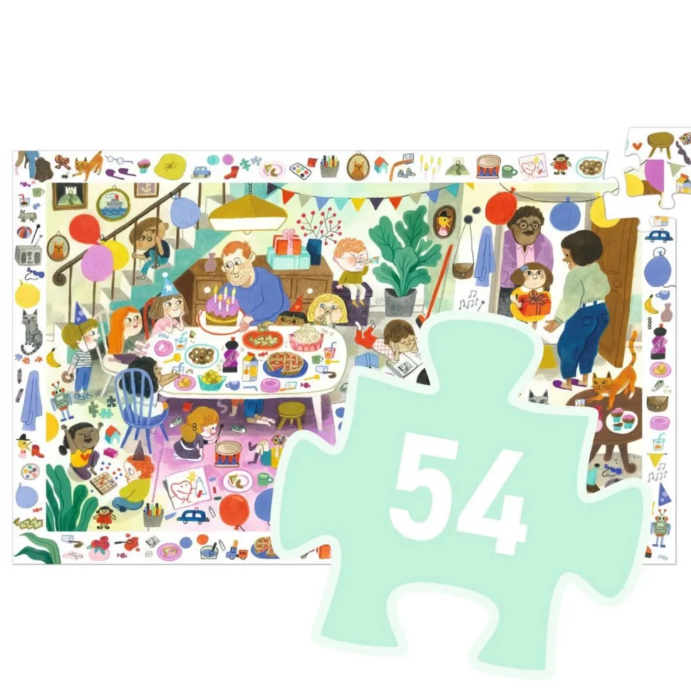 Puzzle observation 54 pièces - La fête d'anniversaire - Djeco