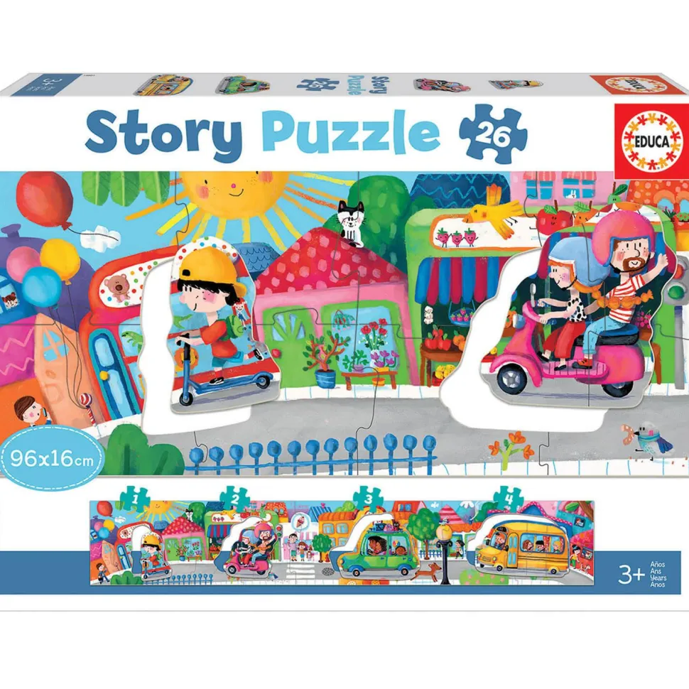 Puzzle panoramique 26 pièces : Story Puzzle : Véhicules citadins - Educa