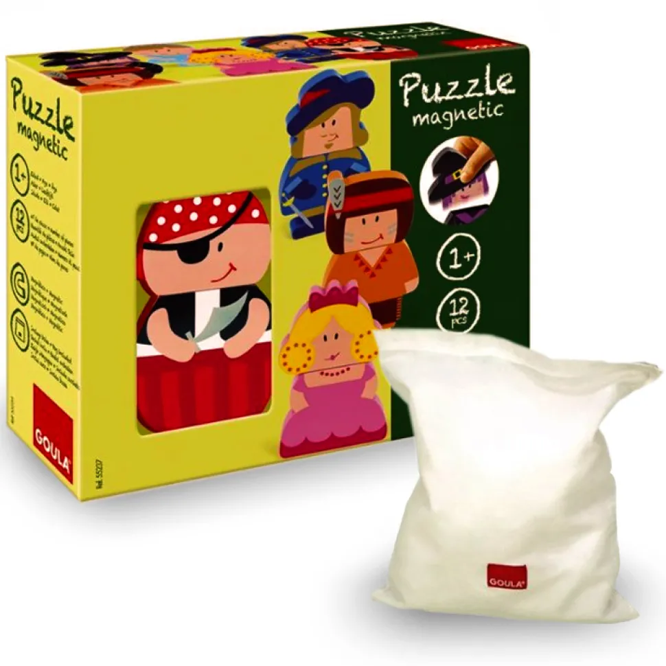 Puzzle personnages magnétiques : 12 pièces en bois - Goula