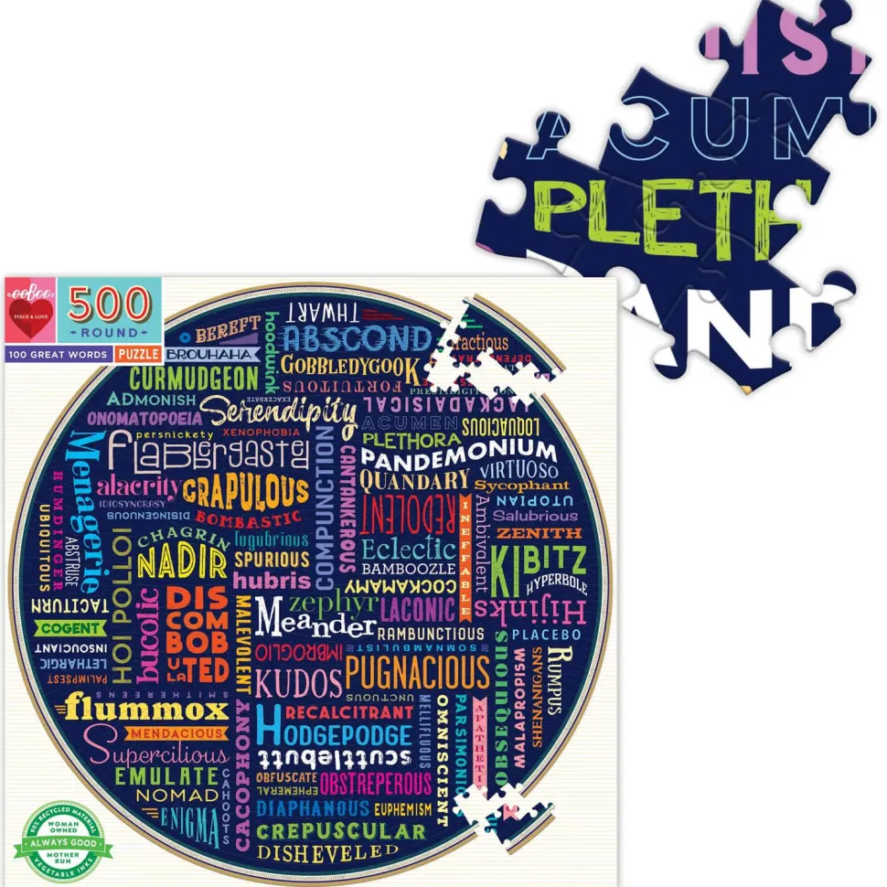 Puzzle rond 500 pièces : 100 grands mots - Eeboo