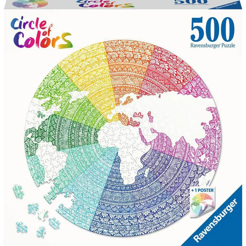 Puzzle Rond 500 pièces : Circle Of Colors : Mandala - Ravensburger