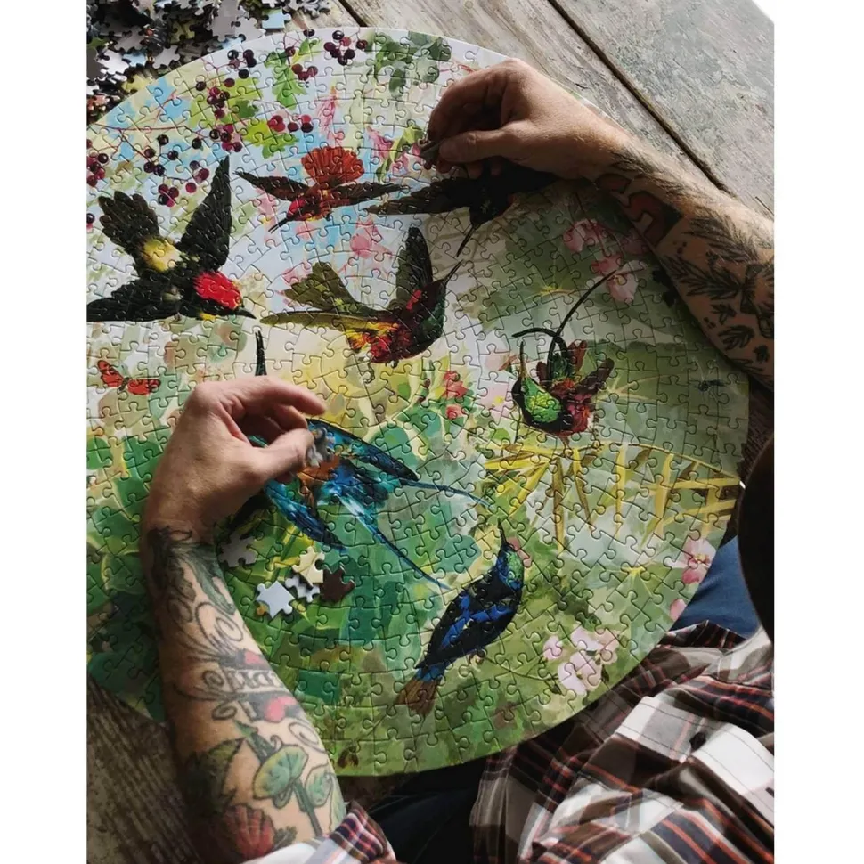 Puzzle rond 500 pièces : Colibris - Eeboo