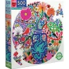 Puzzle Rond 500 Pièces : Oiseaux et fleurs - Eeboo