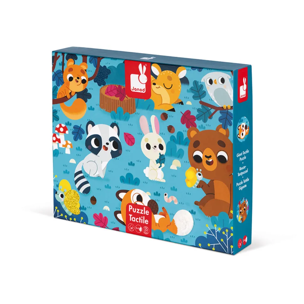 Puzzle tactile 20 pièces : Les animaux de la forêt - Janod