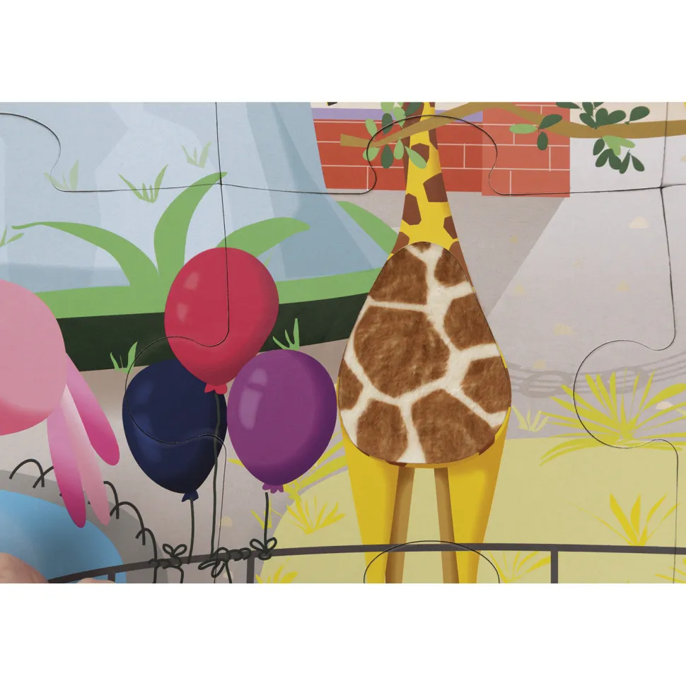 Puzzle tactile 20 pièces : Une journée au zoo - Janod