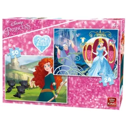 Puzzles 24 à 50 pièces : 2 puzzles : Cendrillon et Rebelle - King Puzzles