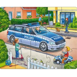 Puzzles 12 à 18 pièces : 3 puzzles véhicules d'intervention - Haba
