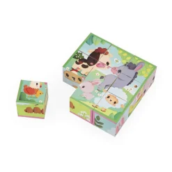 Puzzles 9 cubes : animaux de la ferme - Janod