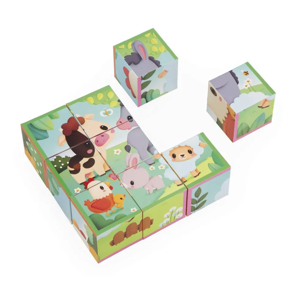 Puzzles 9 cubes : animaux de la ferme - Janod