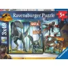 Puzzles 3 x 49 pièces : Jurassic World 3 : T-rex et autres dinosaures - Ravensburger