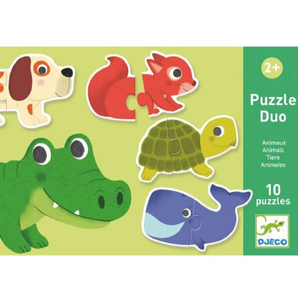 Puzzles 10 x 2 pièces : Duo Animaux - Djeco