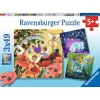 Puzzles 3 x 49 pièces : Licorne, dragon et fée - Ravensburger