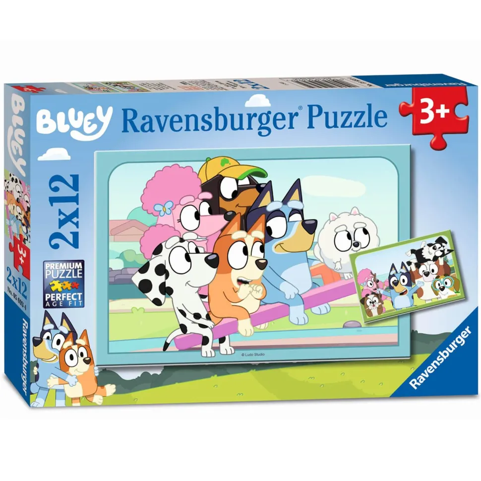 Puzzles 2 x 12 pièces : S'amuser avec Bluey - Ravensburger