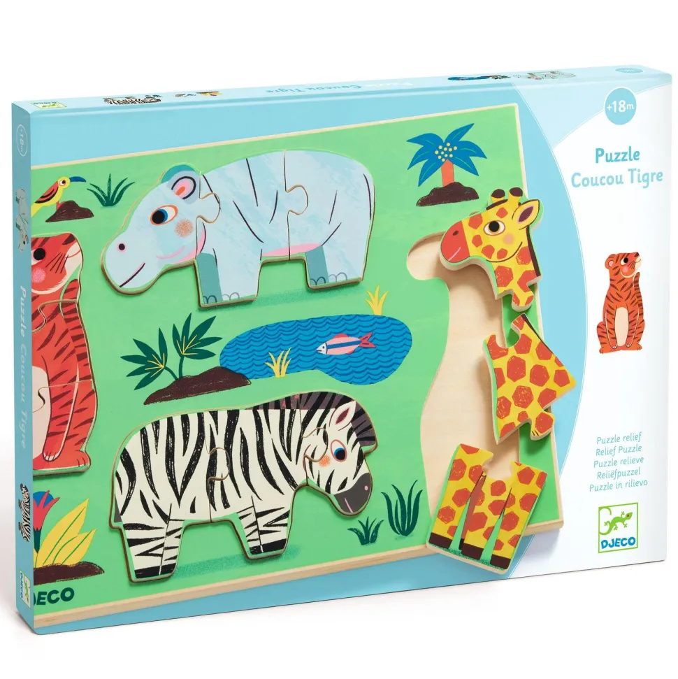 PUZZLES BOIS : Coucou Tigre - 12 pcs - Djeco