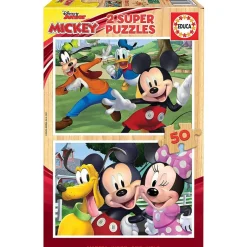 Puzzles en bois 2 x 50 pièces : Mickey et ses amis - Educa