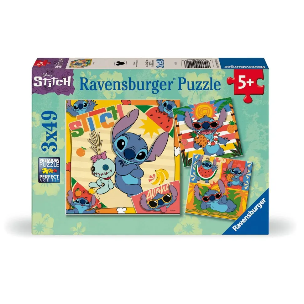 Puzzles 3x49 pièces : Aloha ! -Disney Stitch - Ravensburger