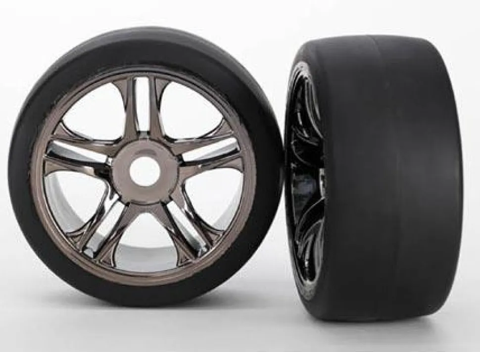 Roues Arriere Montees Collees Sur Jantes Chromees (2) Xo-1 - Traxxas