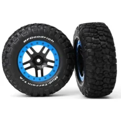 Roues Completes Montees/Collees Assy Sur Jantes Sct Bleues - Traxxas