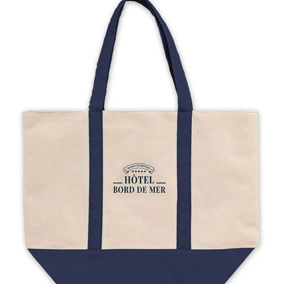 Sac Cabas Hôtel Bord de Mer 50,5cm en lin - RueDeLaFete