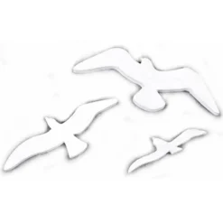 Sachet 9 Confettis Mouettes 4cm, 6cm, et 7cm en bois, Blanc - RueDeLaFete