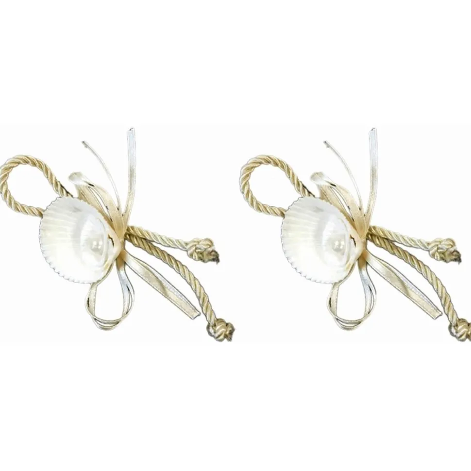 Sachet 2 Ronds de serviette Rubans et Coquillages - RueDeLaFete