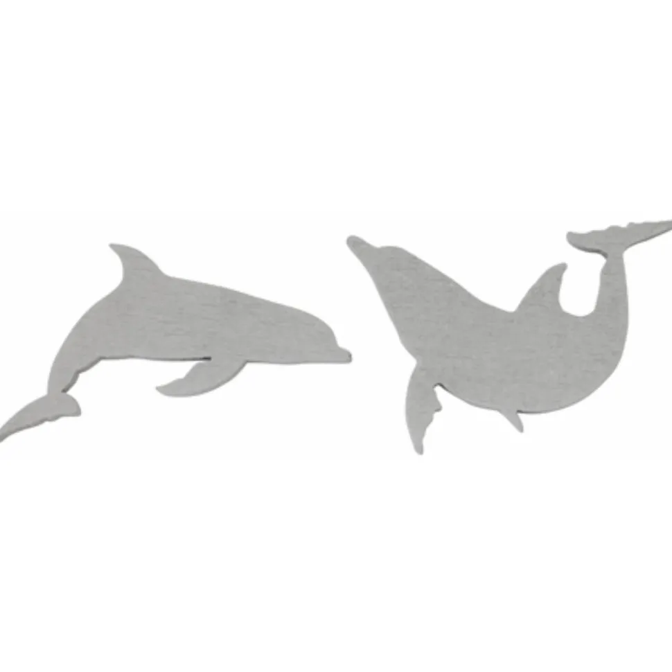 Sachet de 9 Confettis de table Dauphins en bois gris 5cm - RueDeLaFete
