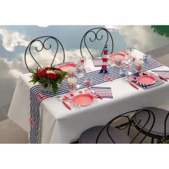 Sachet de 4 Marque-places Poisson en bois rayés bleu/rouge - RueDeLaFete