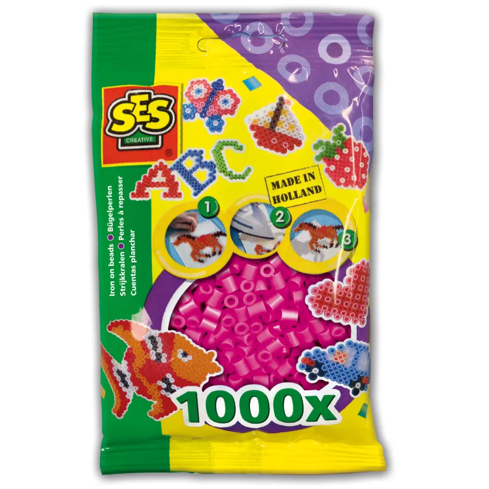 Sachet de 1000 perles Technique à repasser : Rose néon - SES Creative