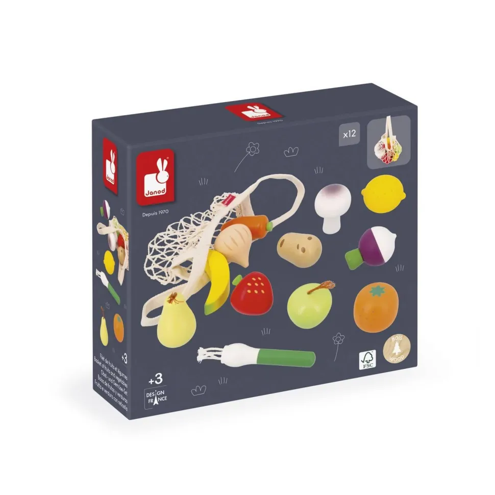 Set 12 Fruits et Légumes Filet : Mamie Soleil - Janod