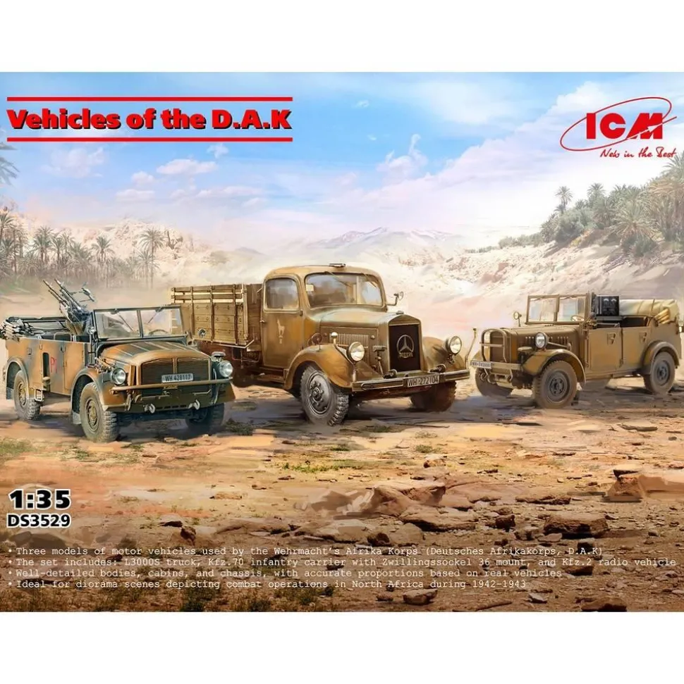 Set 3 maquettes Véhicule Militaire du D.A.K - ICM