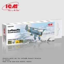 Set 6 peintures acrylique : Avion Luftwaffe HS 123A-1 WWII - ICM