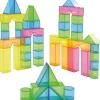 Set blocs transparents, 50 pièces, cube 3,2 cm, 5 formes 6 couleurs - Eduplay