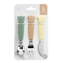 Set de 3 couverts en silicone Sophie la girafe - Vulli