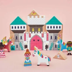 SET DE 37 CUBES EN BOIS ROYAUME ENCHANTE - CROSS ROADS - Janod