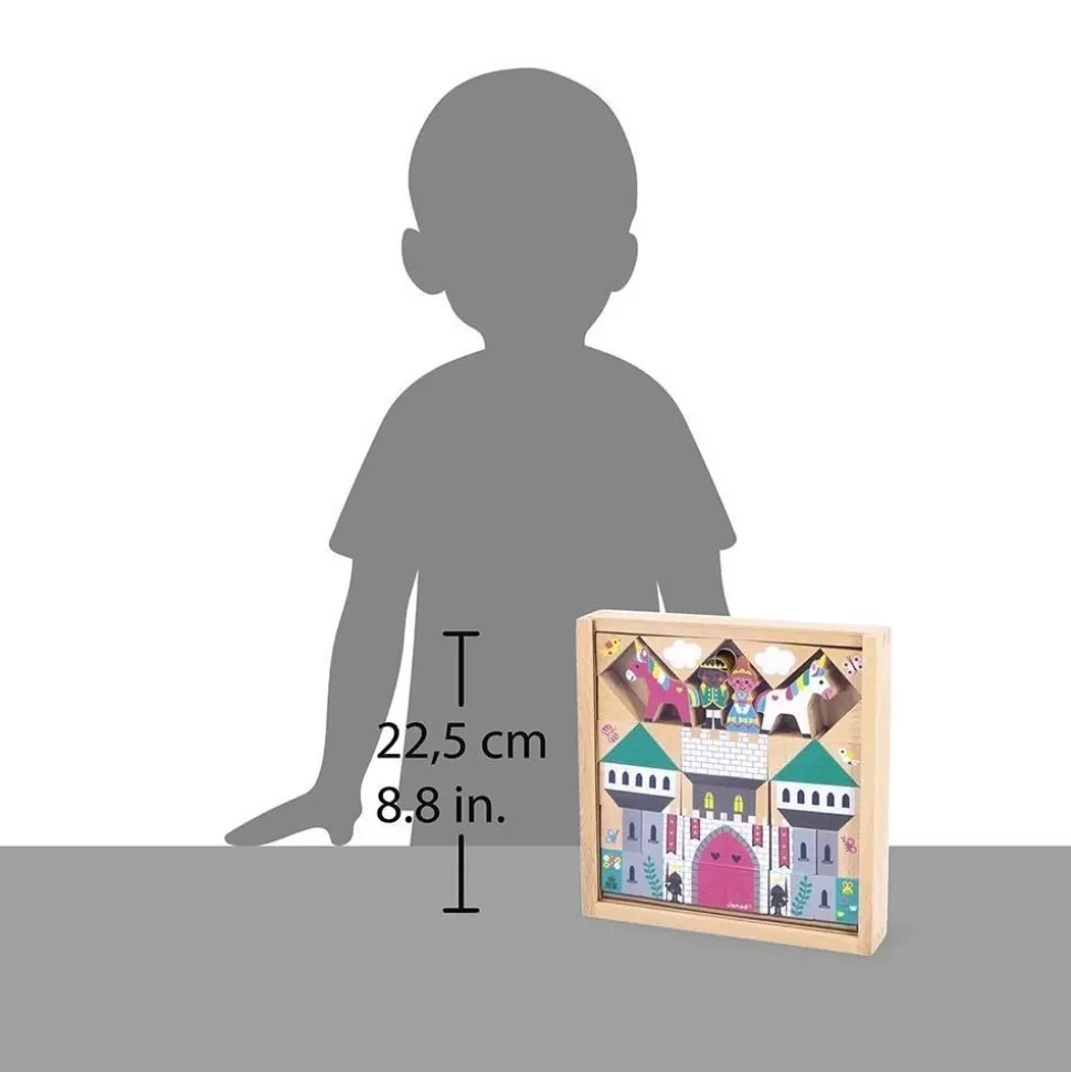 SET DE 37 CUBES EN BOIS ROYAUME ENCHANTE - CROSS ROADS - Janod