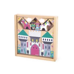 SET DE 37 CUBES EN BOIS ROYAUME ENCHANTE - CROSS ROADS - Janod