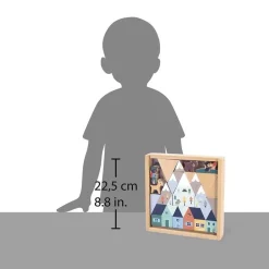 SET DE 35 CUBES EN BOIS VALLEE BLANCHE - CROSS ROADS - Janod