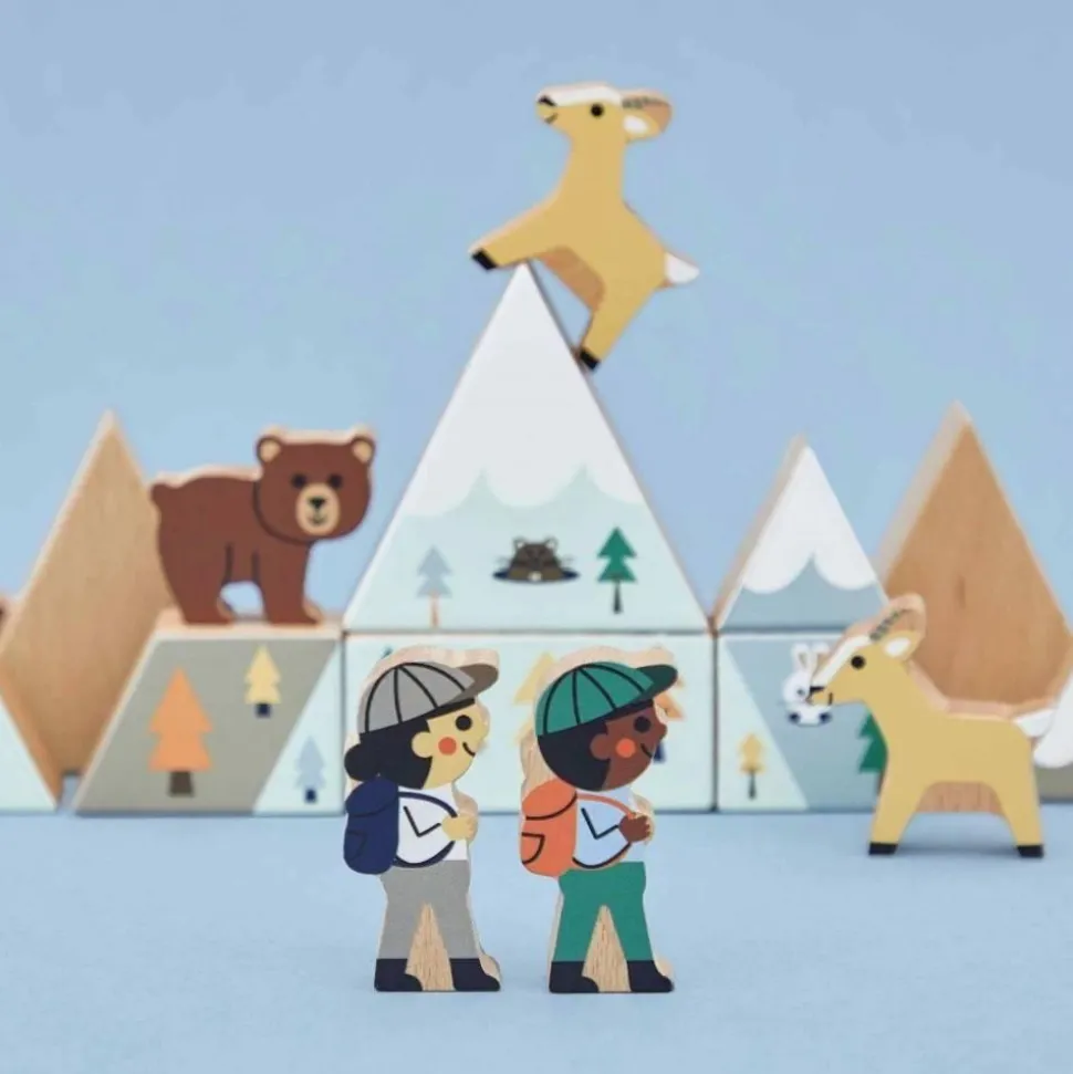 SET DE 35 CUBES EN BOIS VALLEE BLANCHE - CROSS ROADS - Janod