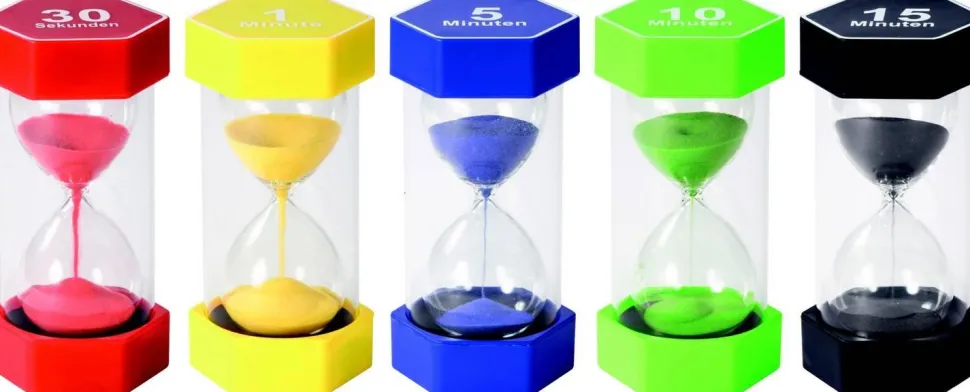 Set de méga sabliers 16 cm, 30 s, 1, 5, 10, 15 min, 5 pièces - Eduplay