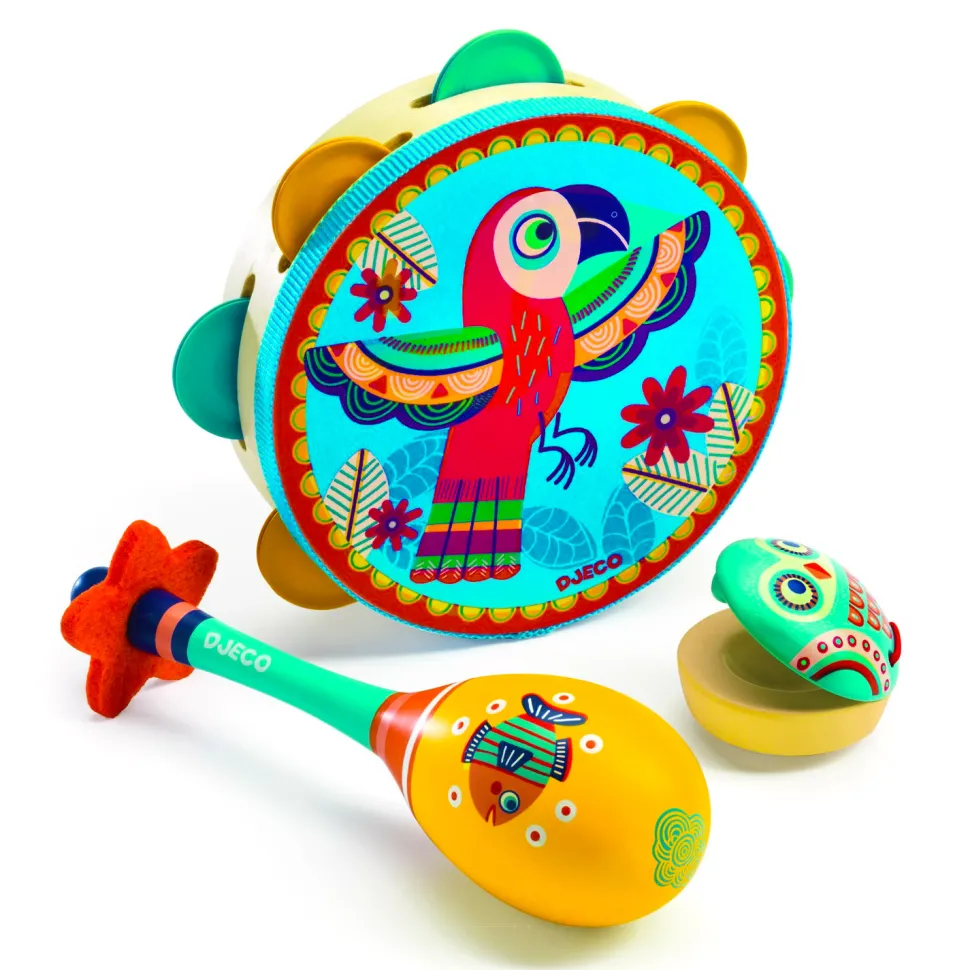 Set de tambourin/castagnette/maracas Animambo - Djeco