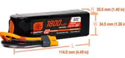 Smart Lipo 6S 22.2V 1800mAh 50C G2 IC3 - Spektrum
