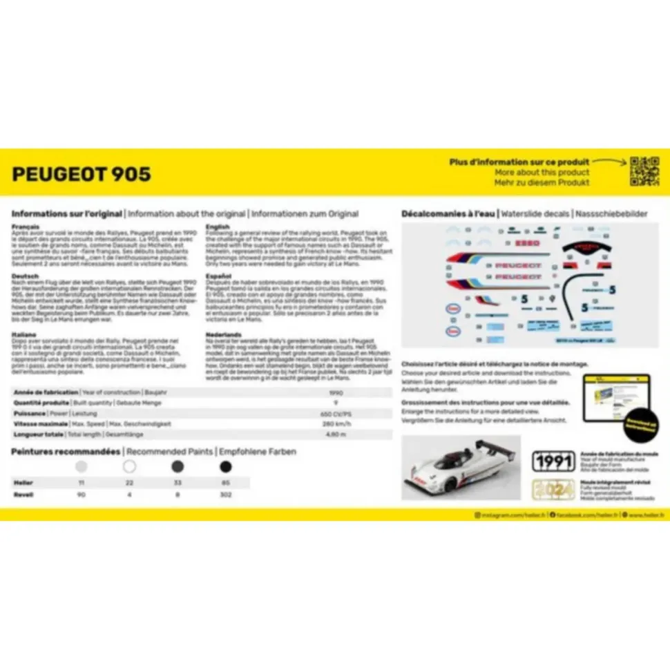 STARTER KIT : Maquette voiture : Peugeot 905 en 1:43 - Heller