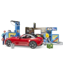Station service bworld avec véhicule et station de lavage - Bruder