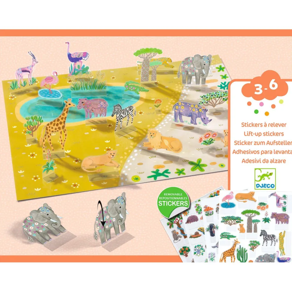 STICKERS : Stickers à relever - Animaux - Djeco