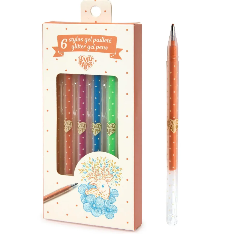 6 stylos gel pailletés - Djeco