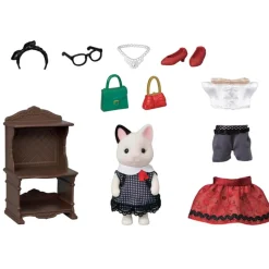 Sylvanian Families 5462 : La valisette de mode et grande soeur chat bicolore - Sylvanian Families