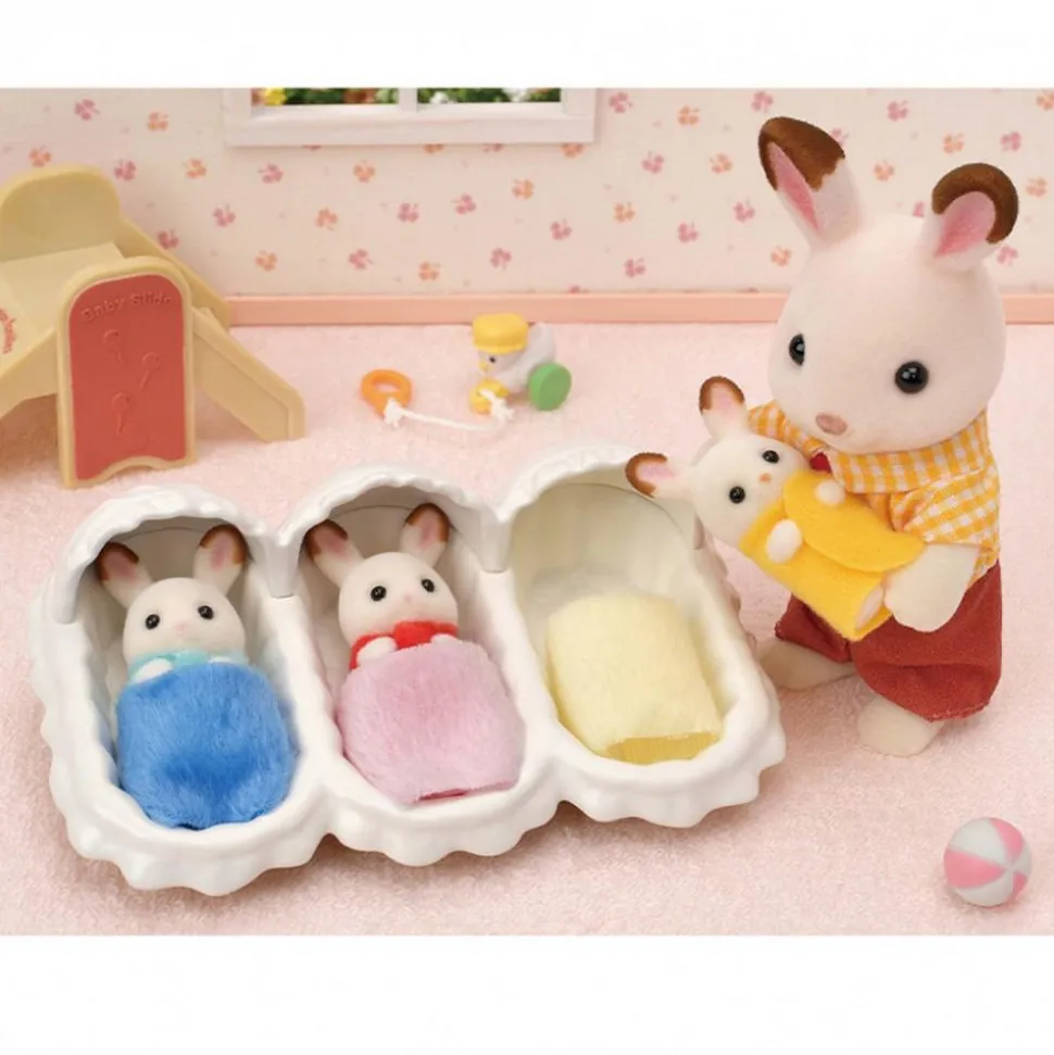 Sylvanian Families 5532 : Les triplés lapin chocolat et accessoires puériculture - Sylvanian Families