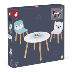 Table et 2 chaises en bois : Banquise - Janod